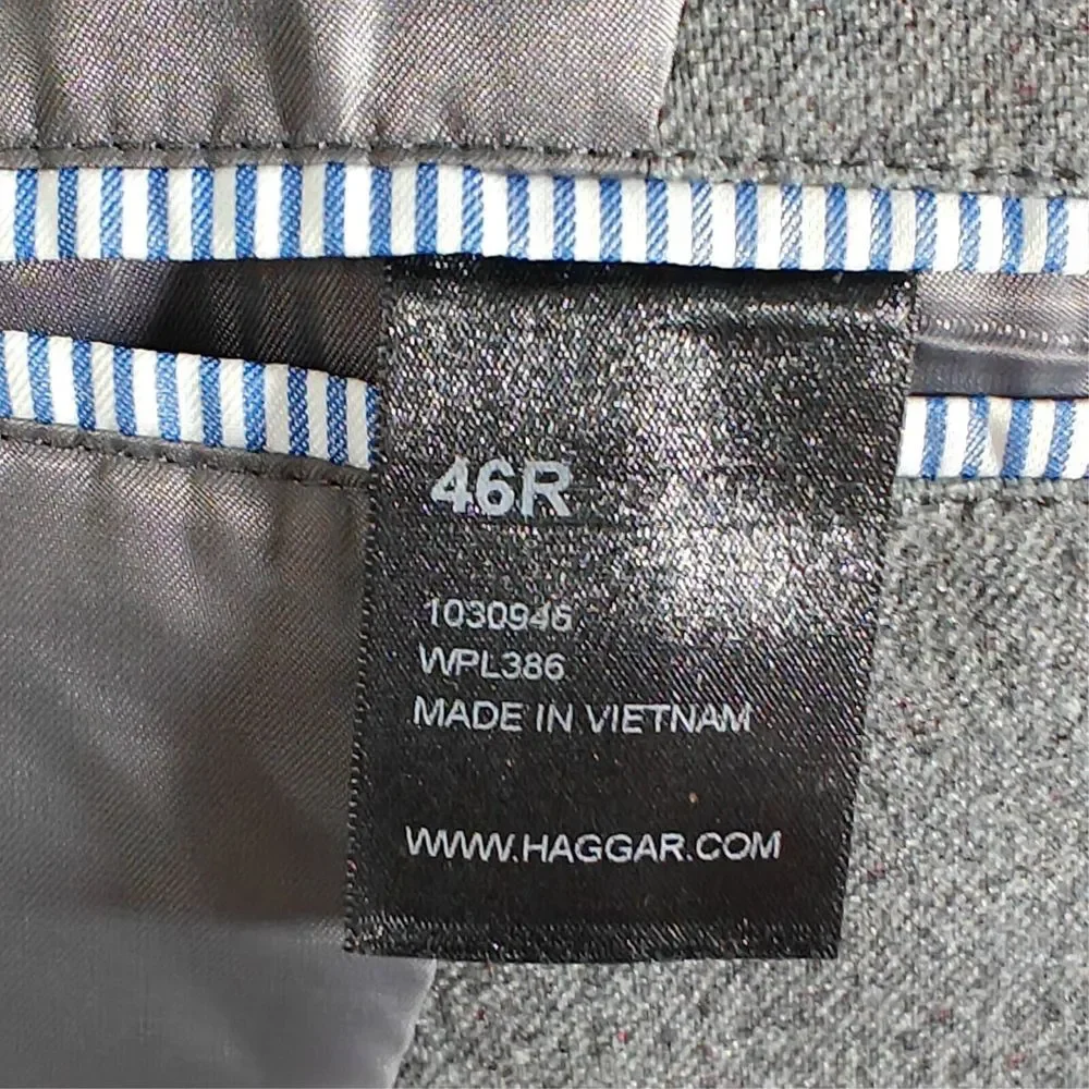 Haggar Men's In Motion Knitted Blazer Slim Fit Gray Poly Blend Size 46L‎